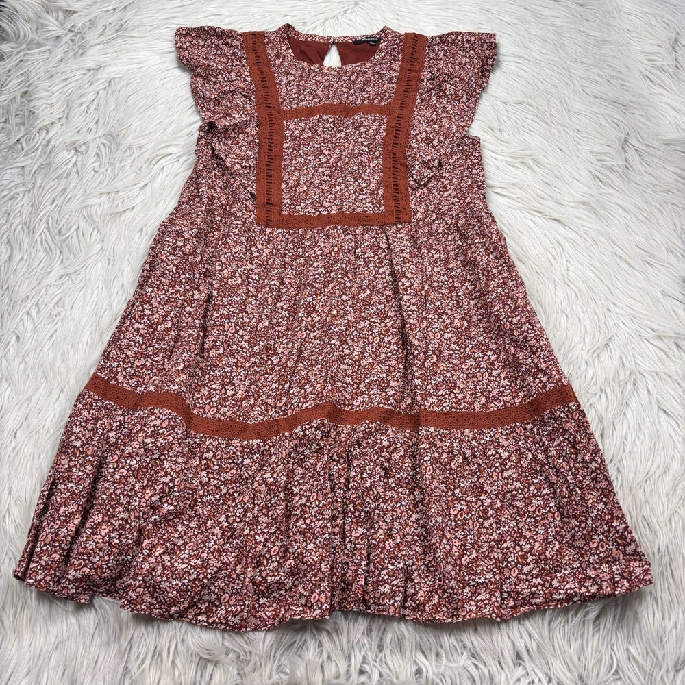 Madewell Women's S Flutter-Sleeve Mini Dress Cottage Garden Floral